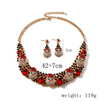 3pcs Christmas Necklace Earrings Set With Colored Rhinestones Ins Fashionable Shiny Santa Claus Necklace For Womens Jewelry