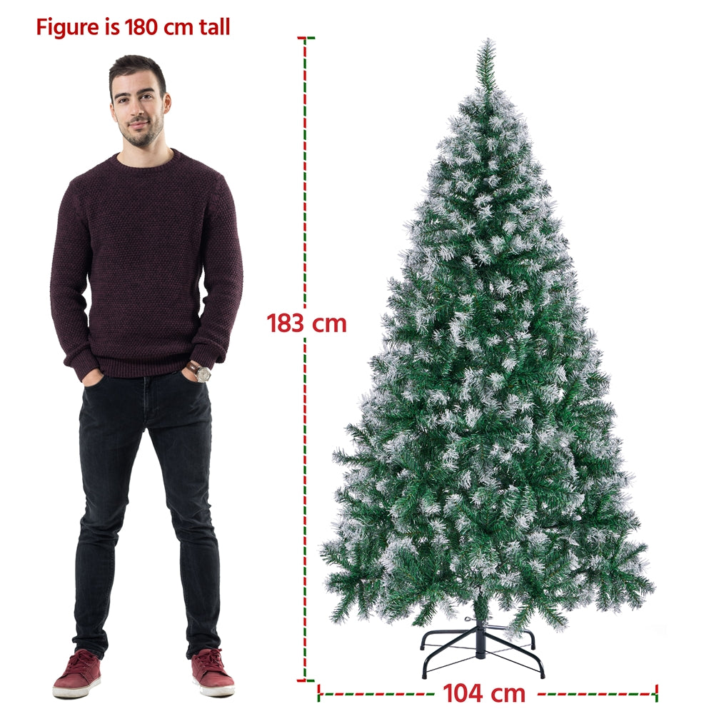 Costoffs Artificial Christmas Tree Snow Dusted Christmas Tree Hinged Lifelike Spruce Holiday Decorative Tree with Foldable Stand and PVC Tips