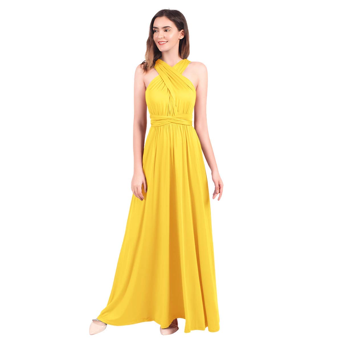 Womens Sexy Convertible Multi Way Wrap Transformer Solid Cocktail Off Shoulder Wedding Bridesmaid Evening Long Maxi Dress Floor Length Bandage Pageant Prom Ball Gowns