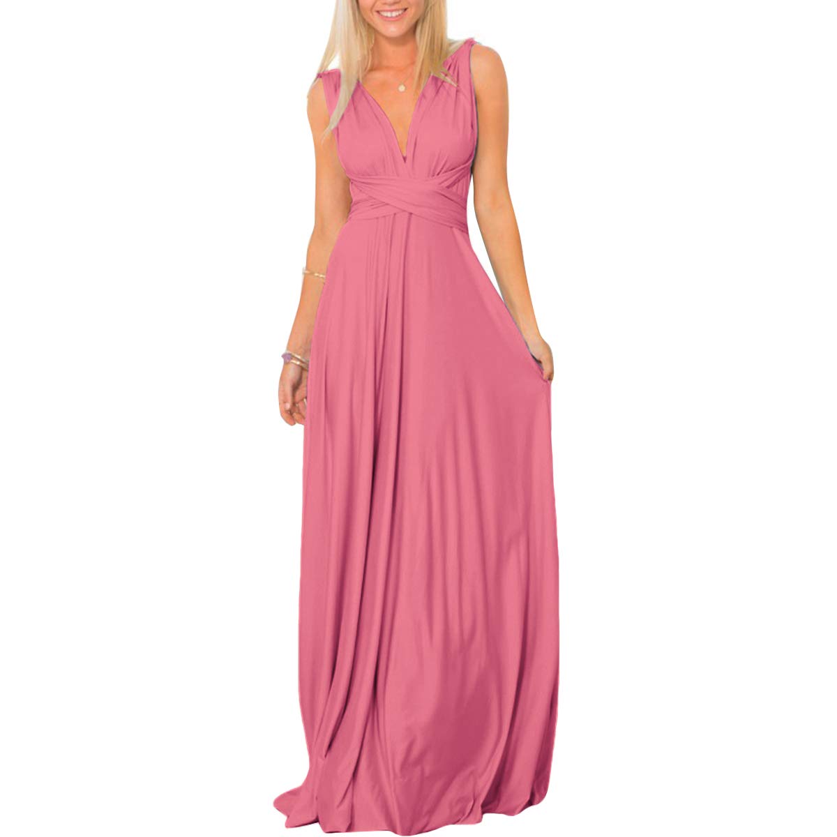 Womens Sexy Convertible Multi Way Wrap Transformer Solid Cocktail Off Shoulder Wedding Bridesmaid Evening Long Maxi Dress Floor Length Bandage Pageant Prom Ball Gowns