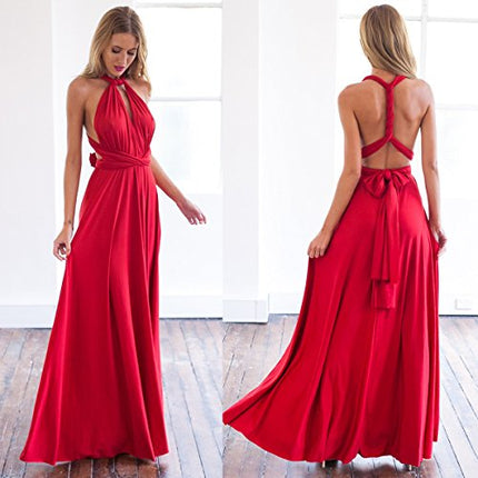 Womens Sexy Convertible Multi Way Wrap Transformer Solid Cocktail Off Shoulder Wedding Bridesmaid Evening Long Maxi Dress Floor Length Bandage Pageant Prom Ball Gowns
