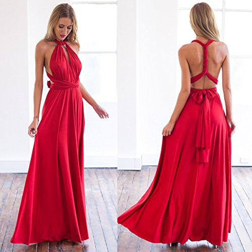 Womens Sexy Convertible Multi Way Wrap Transformer Solid Cocktail Off Shoulder Wedding Bridesmaid Evening Long Maxi Dress Floor Length Bandage Pageant Prom Ball Gowns