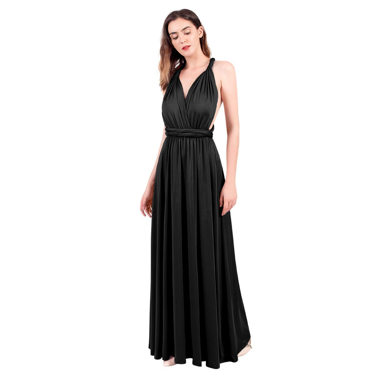 Womens Sexy Convertible Multi Way Wrap Transformer Solid Cocktail Off Shoulder Wedding Bridesmaid Evening Long Maxi Dress Floor Length Bandage Pageant Prom Ball Gowns