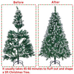 Costoffs Artificial Christmas Tree Snow Dusted Christmas Tree Hinged Lifelike Spruce Holiday Decorative Tree with Foldable Stand and PVC Tips