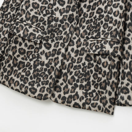 Women's Fashion Slim Long Sleeve Leopard Print Coat