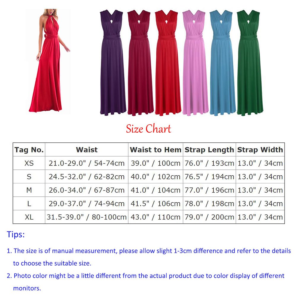 Womens Sexy Convertible Multi Way Wrap Transformer Solid Cocktail Off Shoulder Wedding Bridesmaid Evening Long Maxi Dress Floor Length Bandage Pageant Prom Ball Gowns