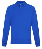 Mens Long Sleeve Polo Shirt Casual Top 2 Button Collared Pique Lightweight