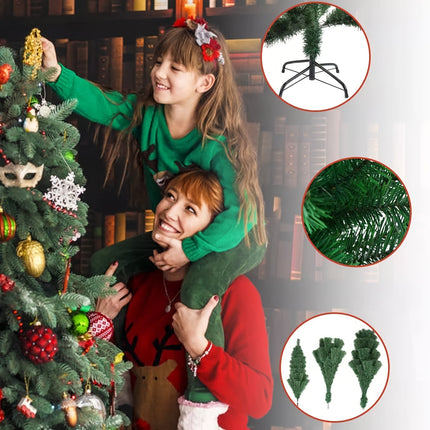 6ft/1.8m Christmas Tree Traditional Artificial Green Xmas Tree 850 Tips With Metal Stand For Home & Office - Perfect For Holiday Parties, Mall Displays, And Hotel Decorations, No Power Needed, Green Pine Design