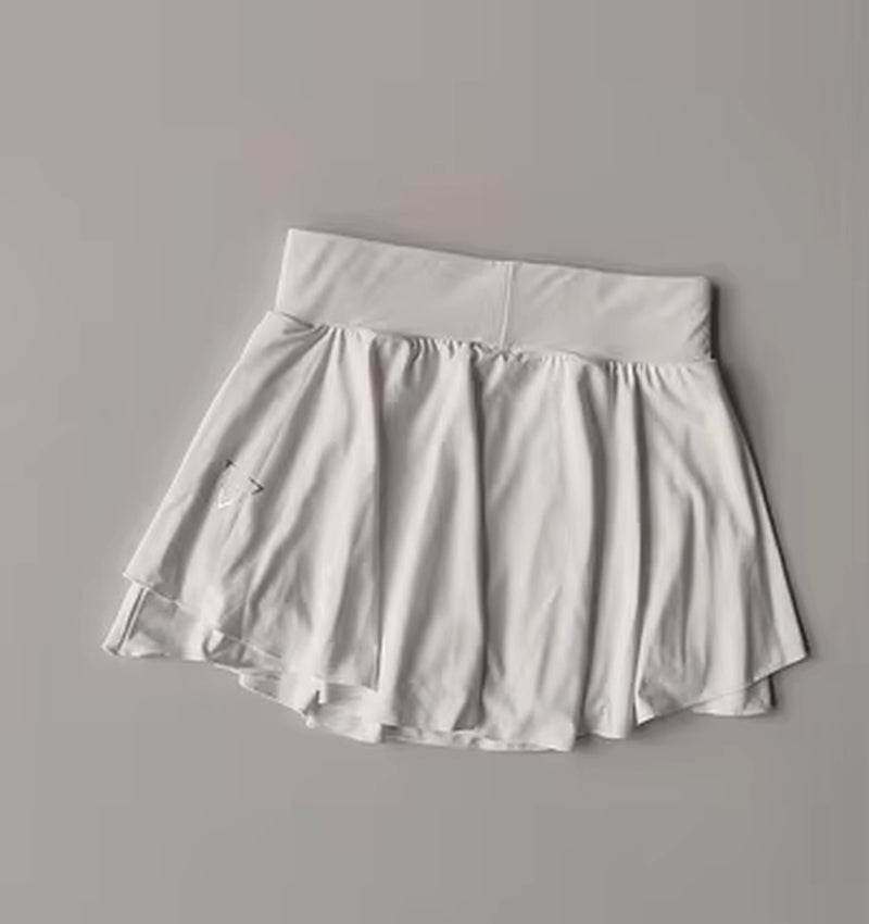 Sports Skirt Fake Two-Piece Running Skirt Womensummer Quick Drying Hip Covering Light Proof Breathable Tennis Yoga Skirt Pants