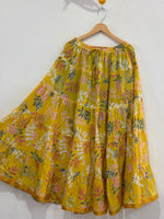 Blackfever Sunshine Yellow Floral Tiered Cotton Skirt – Free Size
