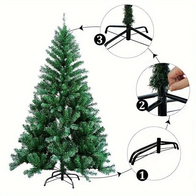 6FT/1.8m Green Artificial Christmas Tree, Traditional 850 Branches XMAS Tree With Metal Stand, Realistic Natural Branches For Indoor/Outdoor, Home Office Store Party Holiday Decor| Easy To Assemble
