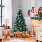 Costoffs Artificial Christmas Tree Snow Dusted Christmas Tree Hinged Lifelike Spruce Holiday Decorative Tree with Foldable Stand and PVC Tips