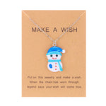 Cute Cartoon Resin Necklace Christmas Snowman Santa Claus Pendant Clavicle Chain Necklace For Women Jewelry