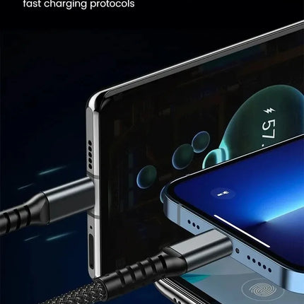3 In 1 100w Transparent Fast Charging Cable Type C Usb Micro For Iphone Samsung Huawei Xiaomi Pilot Lamp Charger Usb C 6A