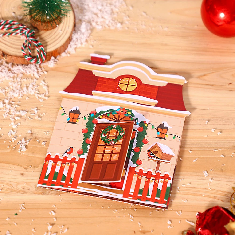 Cat Xmas Party Greeting Cards Christmas TreeThree-dimensional Pop Up Card  With Envelope 3D Postcard Holiday Supplies