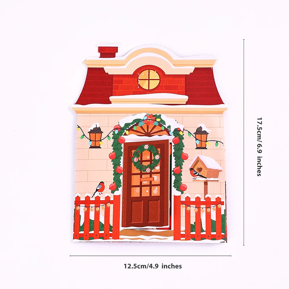 Cat Xmas Party Greeting Cards Christmas TreeThree-dimensional Pop Up Card  With Envelope 3D Postcard Holiday Supplies