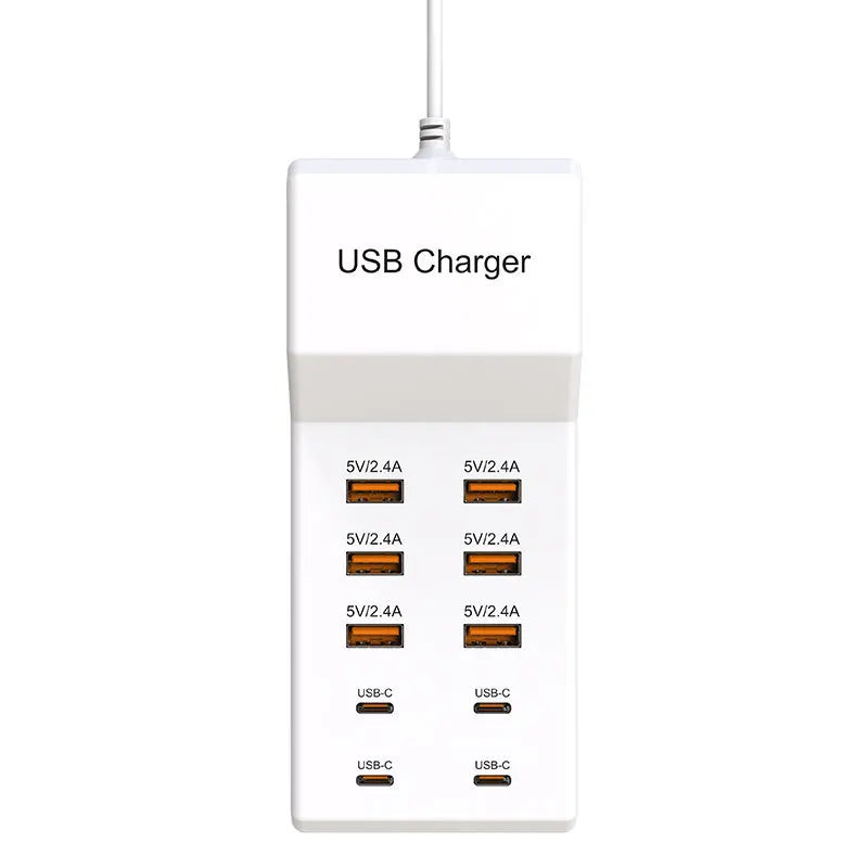 USB Charger Station,10-Port 50W Multiple USB Charging Station Multi Ports USB Charger Charging for Tablet Laptop Computer