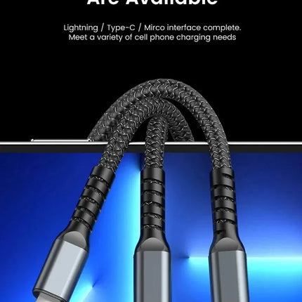 3 In 1 100w Transparent Fast Charging Cable Type C Usb Micro For Iphone Samsung Huawei Xiaomi Pilot Lamp Charger Usb C 6A