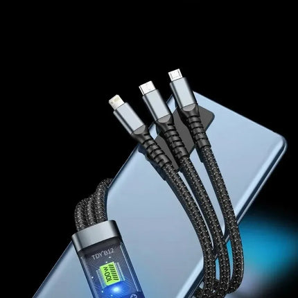 3 In 1 100w Transparent Fast Charging Cable Type C Usb Micro For Iphone Samsung Huawei Xiaomi Pilot Lamp Charger Usb C 6A