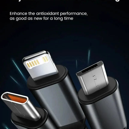 3 In 1 100w Transparent Fast Charging Cable Type C Usb Micro For Iphone Samsung Huawei Xiaomi Pilot Lamp Charger Usb C 6A