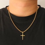 Punk Cross Pendant Link Chain for Men Women 316L Stainless Steel Hip Hop Necklace Gold Silver Fashion Jewelry Gift Waterproof