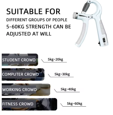 5-60kg Adjustable Hand Grip Strengthener with Counter – Hand Grip Trainer for Muscle Building, Wrist & Forearm Exerciser, Finger Strength Training