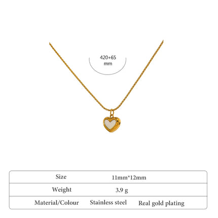 Yhpup Cute Heart Natural Shell Pendant Necklace 18 K Plated Stainless Steel Collar Necklace Gift Jewelry бижутерия для женщин