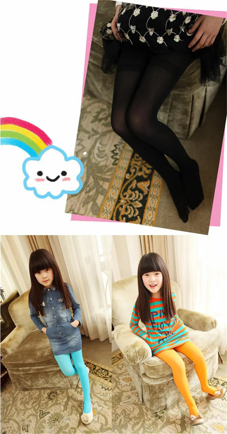 Girls Ballet Dance Pantyhose Children A Thin Section Fashion Velvet Tights Baby Solid Black White Stockings For 0-15Y Kids CN