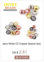 JHNBY Gold Plated Metal beads 2/3/4/5/6/8MM Round Iron Spacer Loose Beads For Jewelry Bracelets Necklace Making DIY Accessories