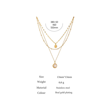 Yhpup Bohemian Round Pendant Stainless Steel Necklace Chain Exquisite Metal Texture Collar Women Necklace бижутерия Office Gift