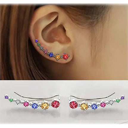 REETI New High Quality Super Shiny Zircon 925 Sterling Silver  Earring for Women Jewelry Wholesale Gift Ear row