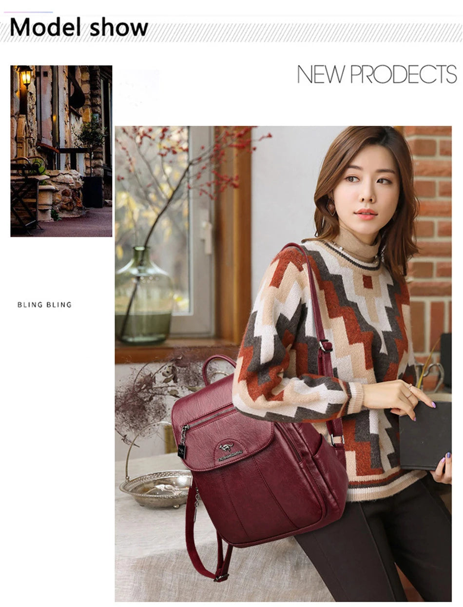 5 Color Women Soft Leather Backpacks Vintage Female Shoulder Bags Sac a Dos Casual Travel Ladies Bagpack Mochilas School Bags