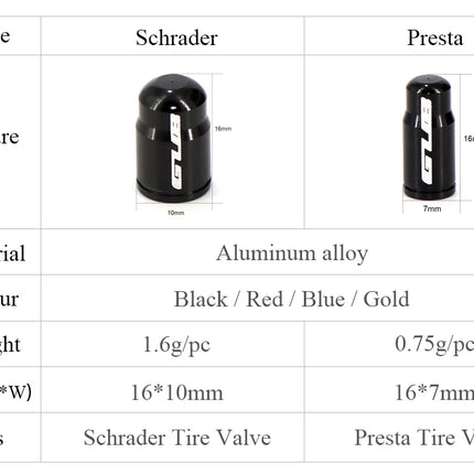 2pcs GUB Aluminum CNC Bicycle Tire Valve Cap MTB Road Bike Tube Tyre Gas Nozzle Cover for AV FV Schrader Presta Valve Dustproof