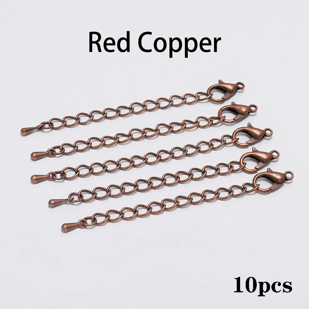 10pcs/lot 50 70mm Tone Extended Extension Tail Chain Lobster Clasps Connector For DIY Bracelet Necklace Jewelry Making Findings