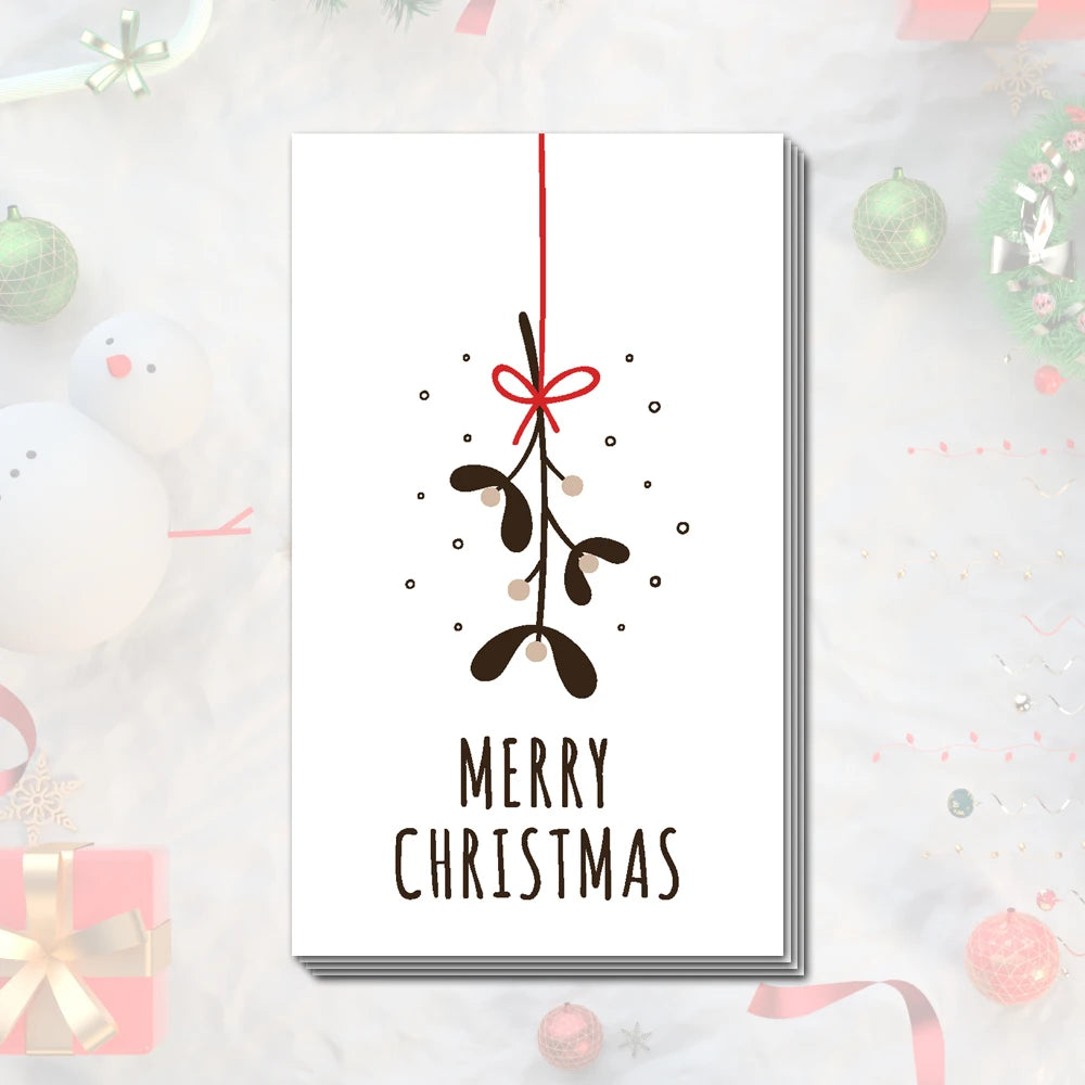 30Pcs Merry Christmas Gift Cards Greeting Card Christmas Tree Stickers Cute Design For 2022 New Year Gift decoration card