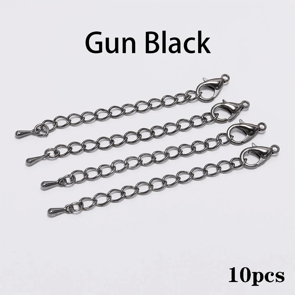 10pcs/lot 50 70mm Tone Extended Extension Tail Chain Lobster Clasps Connector For DIY Bracelet Necklace Jewelry Making Findings