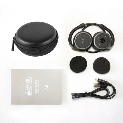 A6 Small Bluetooth Headphones Wrap Around Head Comfortable Wireless Headphones Foldable Bluetooth Headsets with Microphone Purse