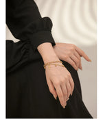 Yhpup Stainless Steel Cross Layered Bracelet for Women Charm Metal 14 K Plated Trendy Golden Wrist Unique Design Jewelry брелок