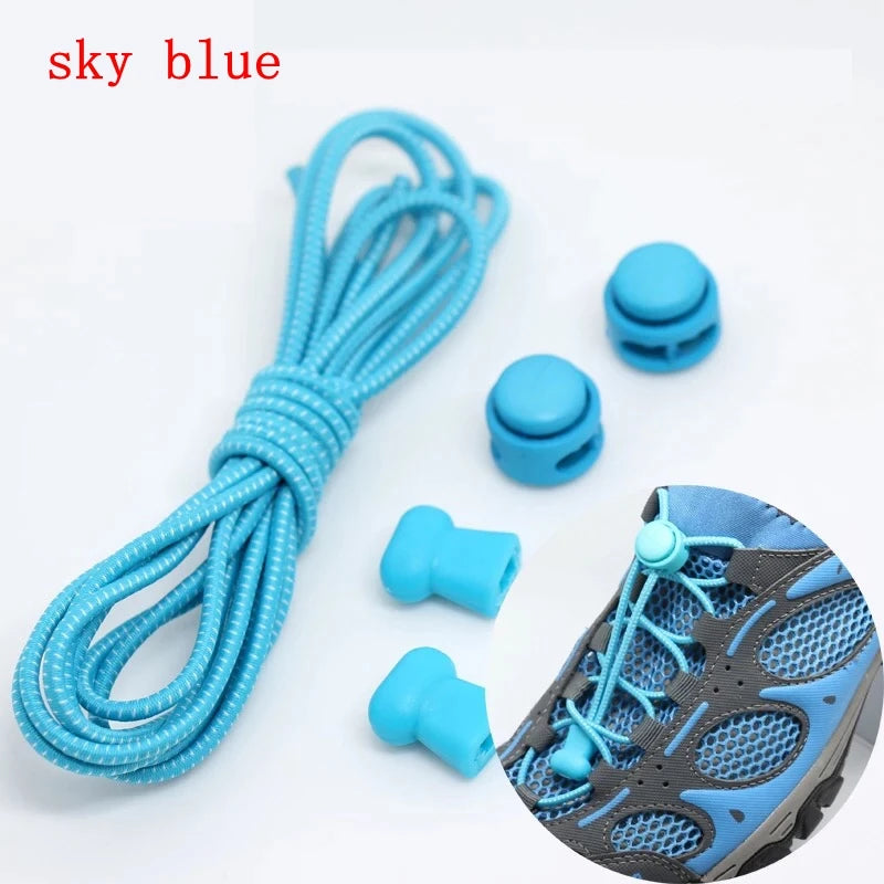 1 Pair 22 Colors Elastic Shoelaces Round Locking No Tie Shoe Laces Kids Adult Quick Lazy Laces Rubber Sneakers Shoelace T1
