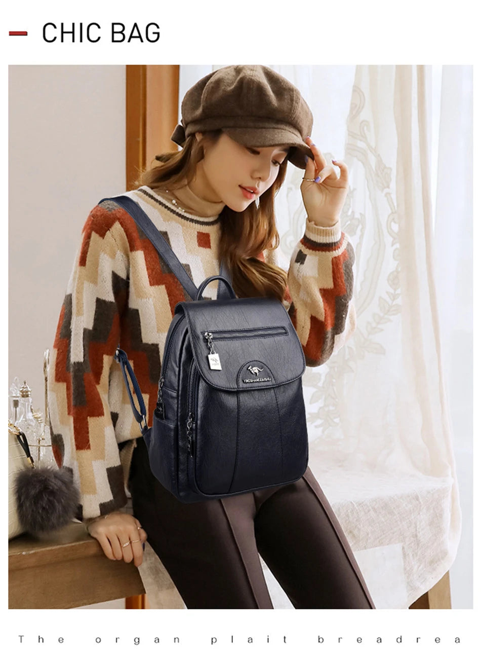 5 Color Women Soft Leather Backpacks Vintage Female Shoulder Bags Sac a Dos Casual Travel Ladies Bagpack Mochilas School Bags