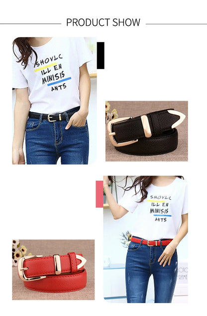 Fashion Women Genuine Leather Belts High Quality Gold Buckle Best Matching Dress Jeans Belts for Lady LB2146