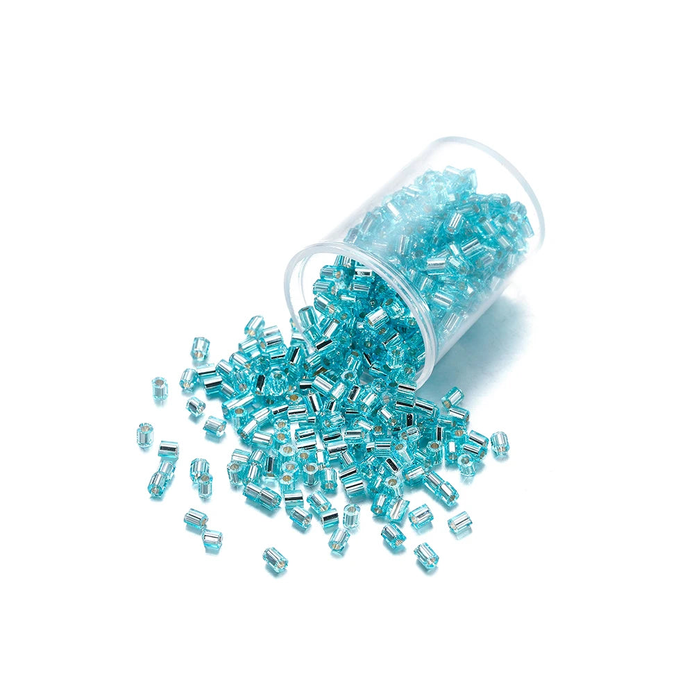 1000/1800Pcs 2mm Hexagon Czech Glass Cylindrical Loose Small Seed Needle Beads for DIY Bracelet Necklace Jewelry Making Supplies