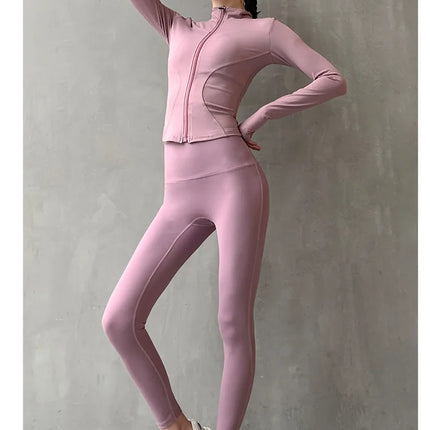 2024 Long Sleeve Sports Jacket Women Zip Fitness Yoga Shirt Winter Warm Gym Top Activewear Running Coats Workout Clothes Woman