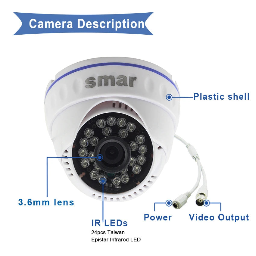Smar 1080P Video Surveillance System 4CH H.264 CCTV HDMI DVR Security Kit Indoor Home Security Camera Day&Night Detect