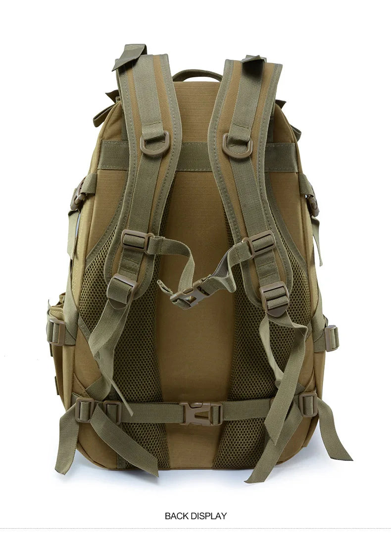 40L Camping Backpack Men's Bag Travel Bags Tactical Molle Climbing Rucksack Hiking Outdoor Reflective Shoulder Fishing Bag