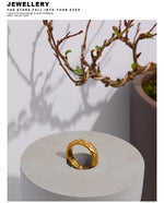 Yhpup Sun Star Moon Ring Stainless Steel Jewelry Stylish Metal Celestial Women Ring joyería acero inoxidable mujer Gift New