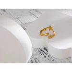 Yhpup 316L Stainless Steel Ring New Design Metalic 18 K PVD Plated Jewelry Trendy Opening Ring бижутерия для женщин Gift