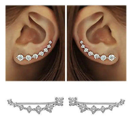 REETI New High Quality Super Shiny Zircon 925 Sterling Silver  Earring for Women Jewelry Wholesale Gift Ear row