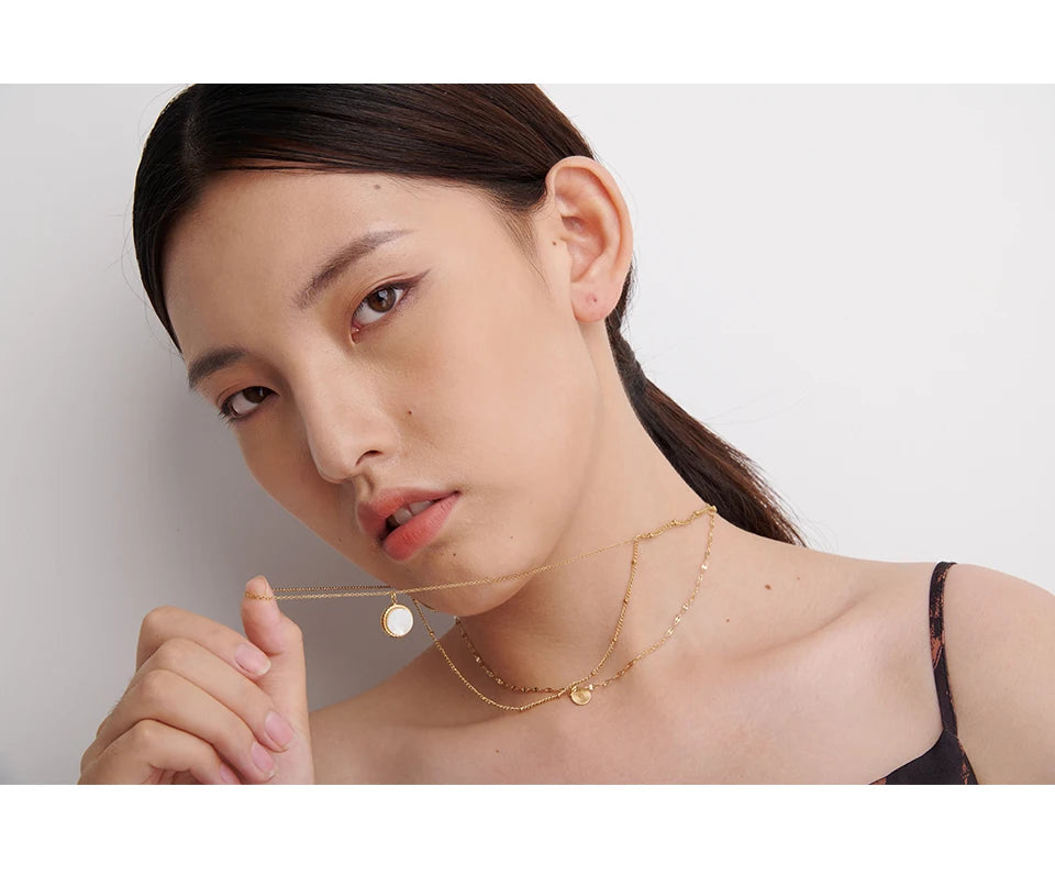 Yhpup Bohemian Round Pendant Stainless Steel Necklace Chain Exquisite Metal Texture Collar Women Necklace бижутерия Office Gift