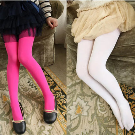Girls Ballet Dance Pantyhose Children A Thin Section Fashion Velvet Tights Baby Solid Black White Stockings For 0-15Y Kids CN